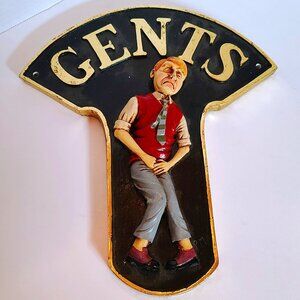 Vtg 70s Ceramic Bathroom Sign Gents Only Funny Bar Restaurant No Girls Allowed